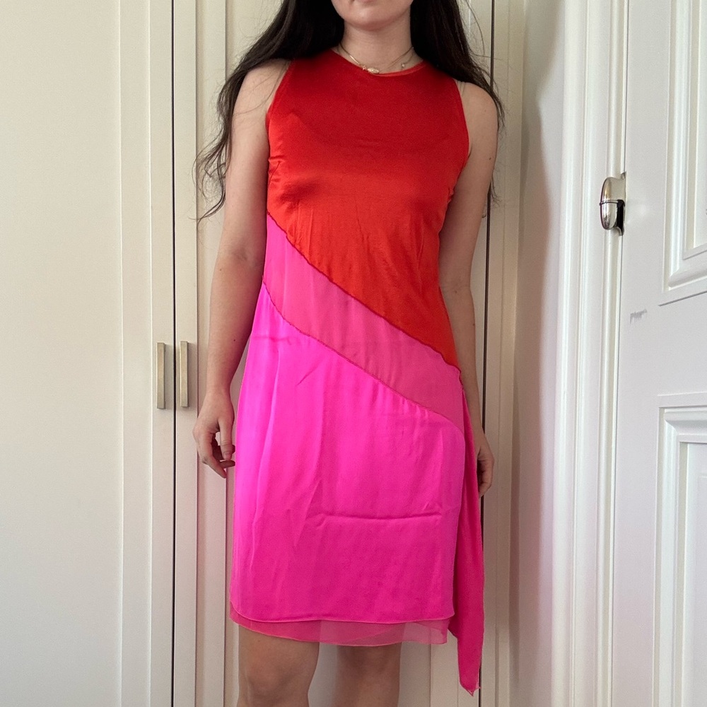Bottega Veneta Color Block Dress Red Pink IT 40 (US 4/6) As Seen on SJP
